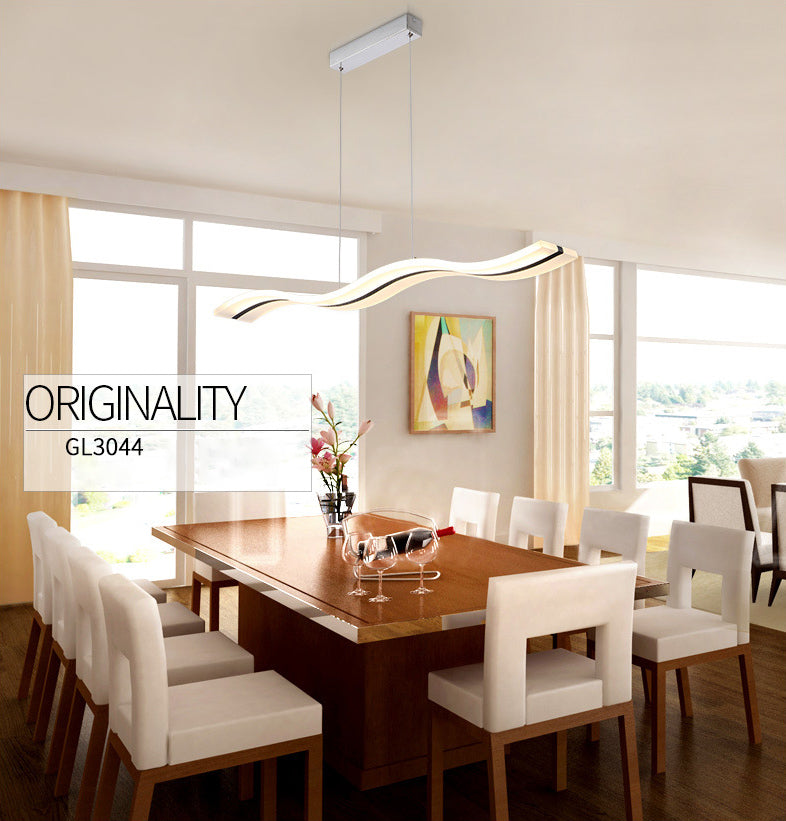 Pendante Wave Island Lights Assemblées d'éclairage de lustre en acrylique moderne pour le restaurant