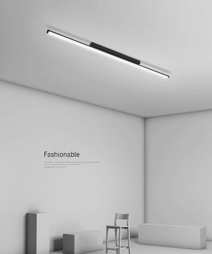 Lineare Deckenleuchte im minimalistischen Stil, LED-Beleuchtung aus Metall in Deckennähe