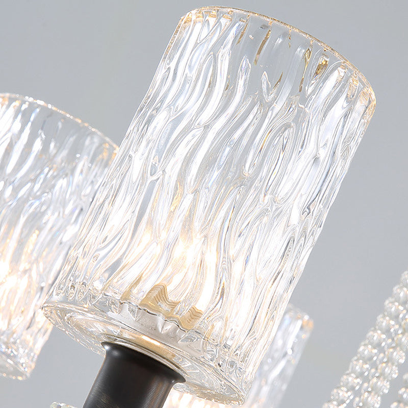 Cilindro agua de vidrio colgante estilo simple 6 cabezas de la sala de estar iluminación en oro