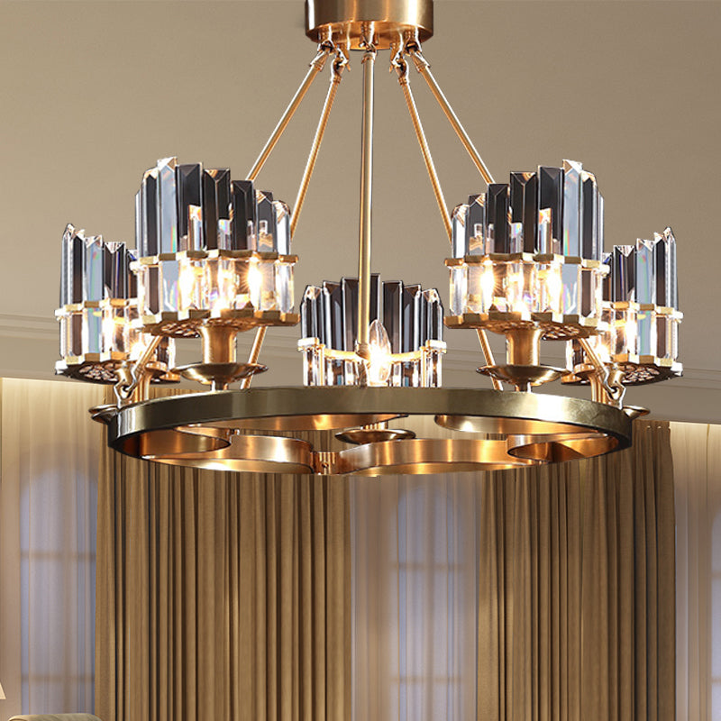 Luz de techo colgante de 5 cabezas Candelera de colgante de barra de cristal de oro de oro moderno