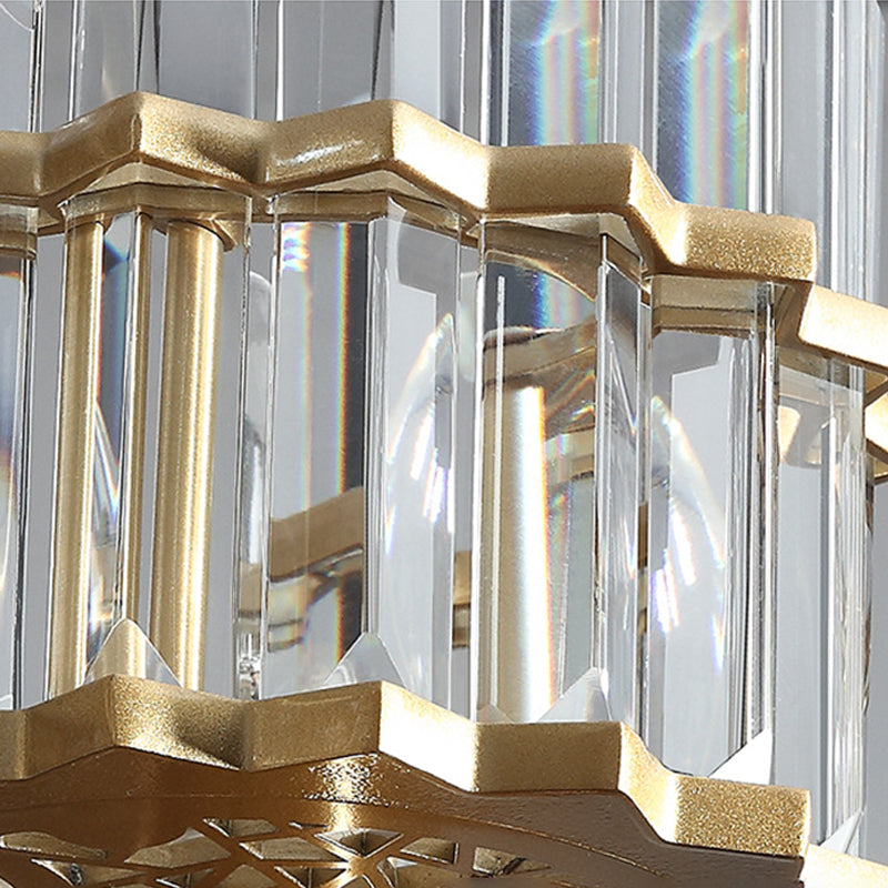 Luz de techo colgante de 5 cabezas Candelera de colgante de barra de cristal de oro de oro moderno
