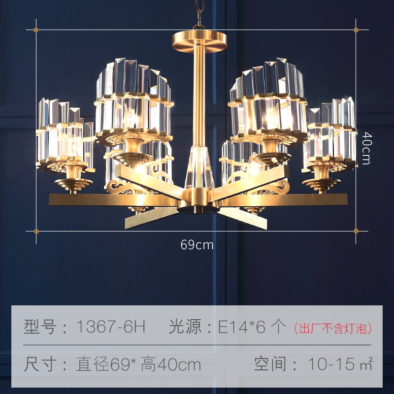 Modernism Sputnik Hanging Light 3/6/8 Heads Three Sided Crystal Rod Ceiling Chandelier in Black/Brass