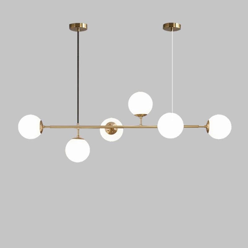 Spherical Hanging Light Fixture Simplicity Style Glass Island Chandelier Light for Dinning Room