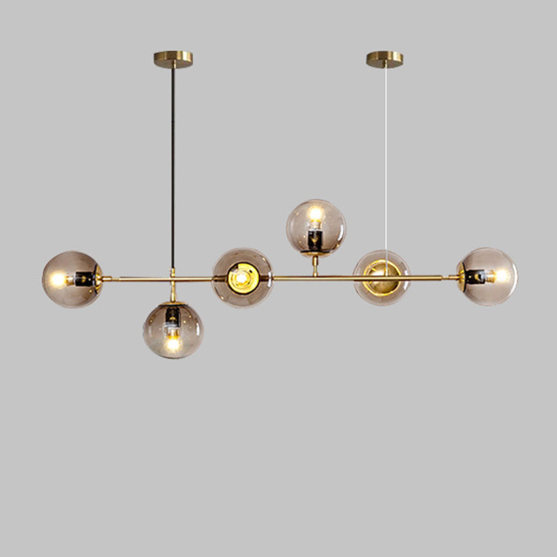 Spherical Hanging Light Fixture Simplicity Style Glass Island Chandelier Light for Dinning Room