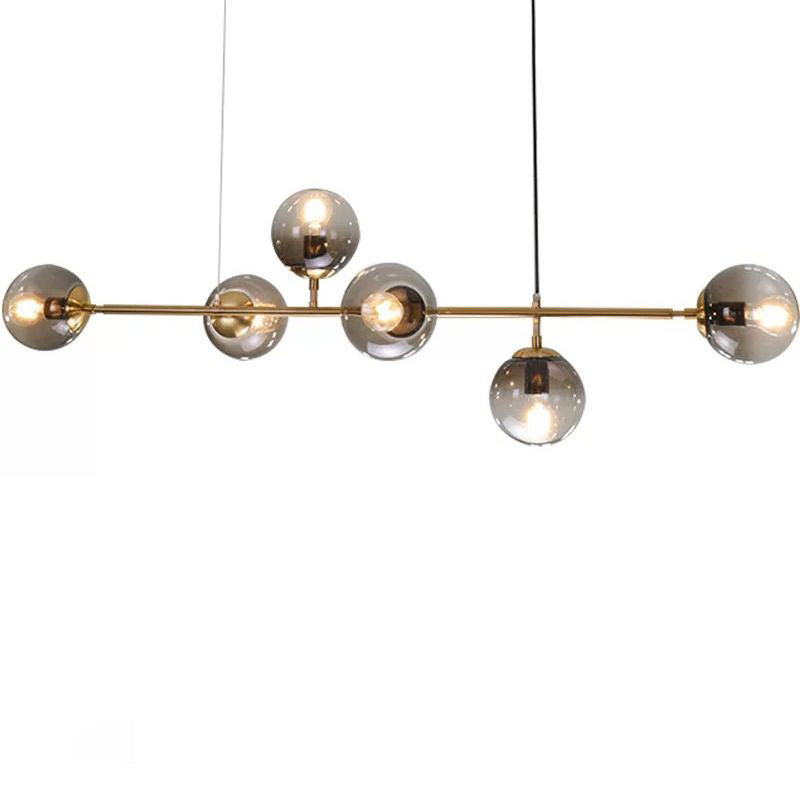 Spherical Hanging Light Fixture Simplicity Style Glass Island Chandelier Light for Dinning Room