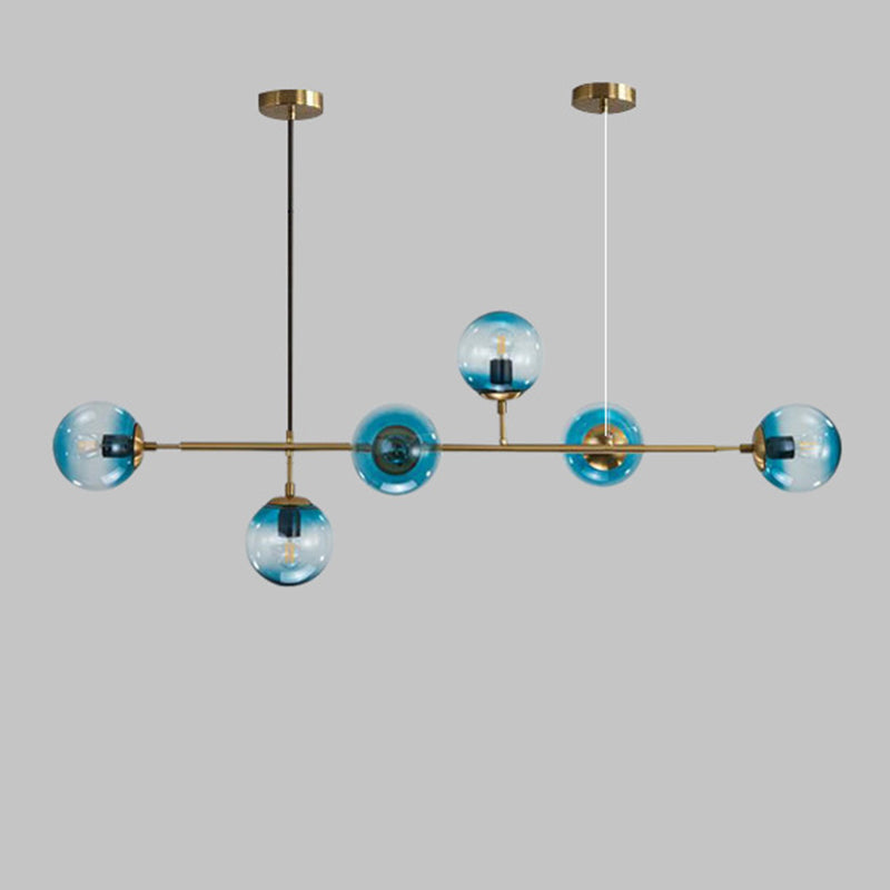 Spherical Hanging Light Fixture Simplicity Style Glass Island Chandelier Light for Dinning Room