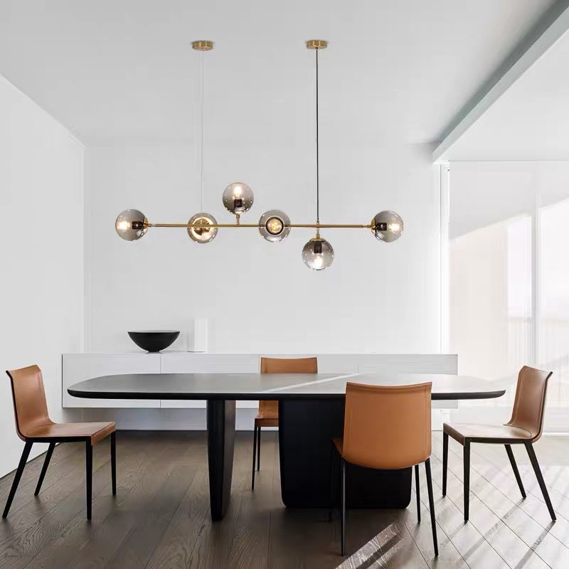 Spherical Hanging Light Fixture Simplicity Style Glass Island Chandelier Light for Dinning Room
