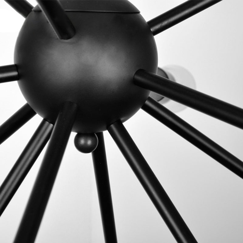 Lámpara de ráfaga de plancha de plancha de hierro negro 18 luces de 18 luces de estilo industrial reto