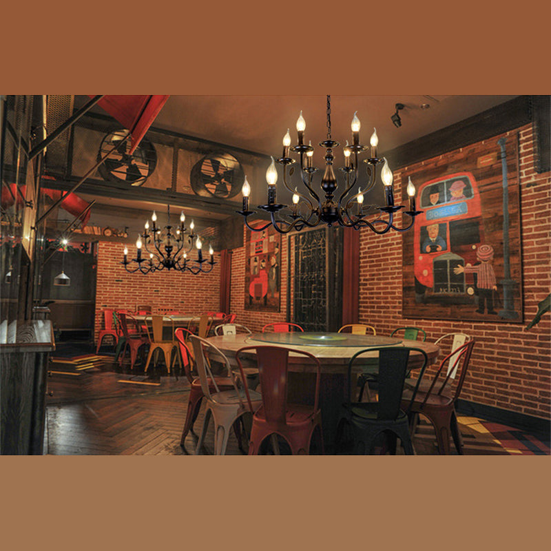 12 lights American Vintage Chandelier Metal Candlestick Lampe de lampe grand lampe de suspension avec une chaîne de suspension réglable de 13,7 "