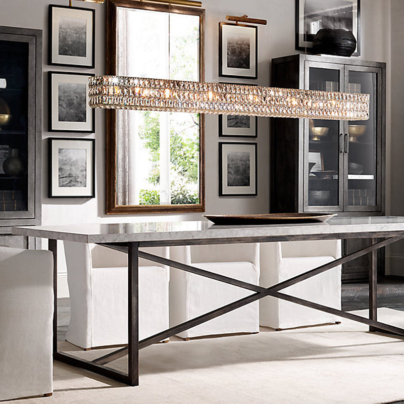 Lampone lineare K9 Crystal Crystal Crystal Minimalist 10 Luci da cucina Isola Lampada in oro