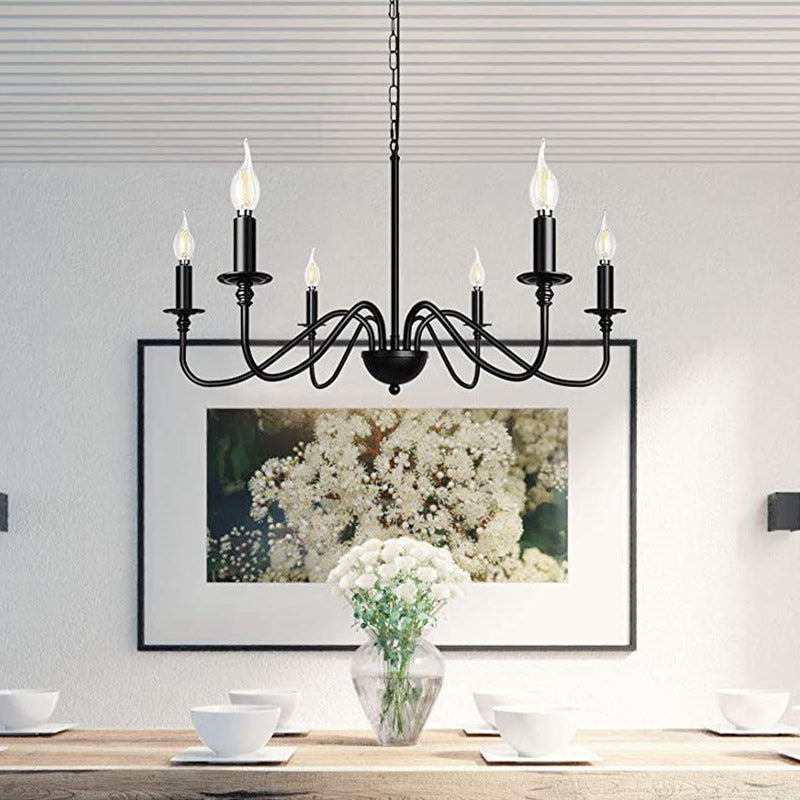 6-Lights Industrial Vintage Chandelier Metal Candlestick Lamp Holder Hanging Lamp for Restaurants Bar