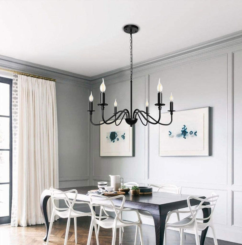 6-Lights Industrial Vintage Chandelier Metal Candlestick Lamp Holder Hanging Lamp for Restaurants Bar