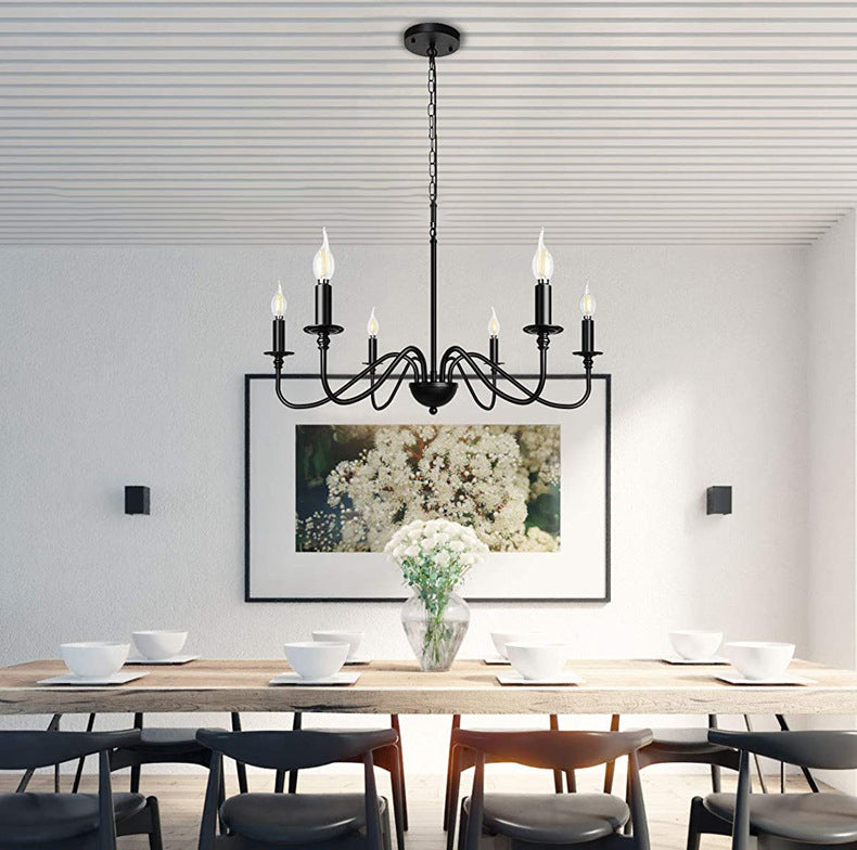6-Lights Industrial Vintage Chandelier Metal Candlestick Lamp Holder Hanging Lamp for Restaurants Bar