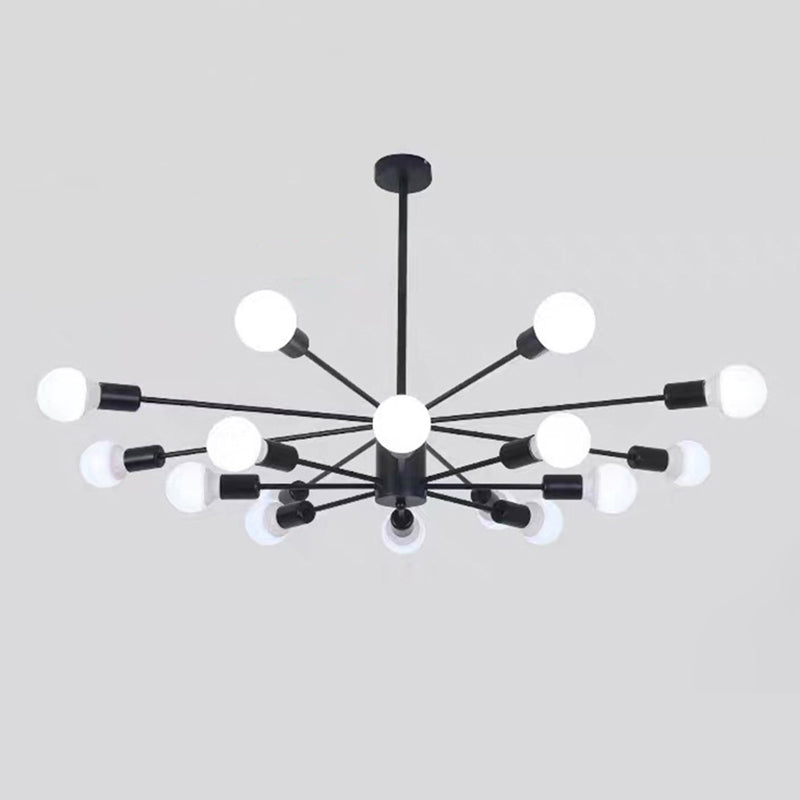 Loft 2-laags kroonluchter hanger licht metaal woonkamer kroonluchter lichtarmatuur in zwart