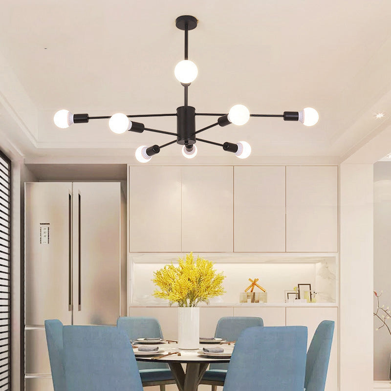 Loft 2-laags kroonluchter hanger licht metaal woonkamer kroonluchter lichtarmatuur in zwart