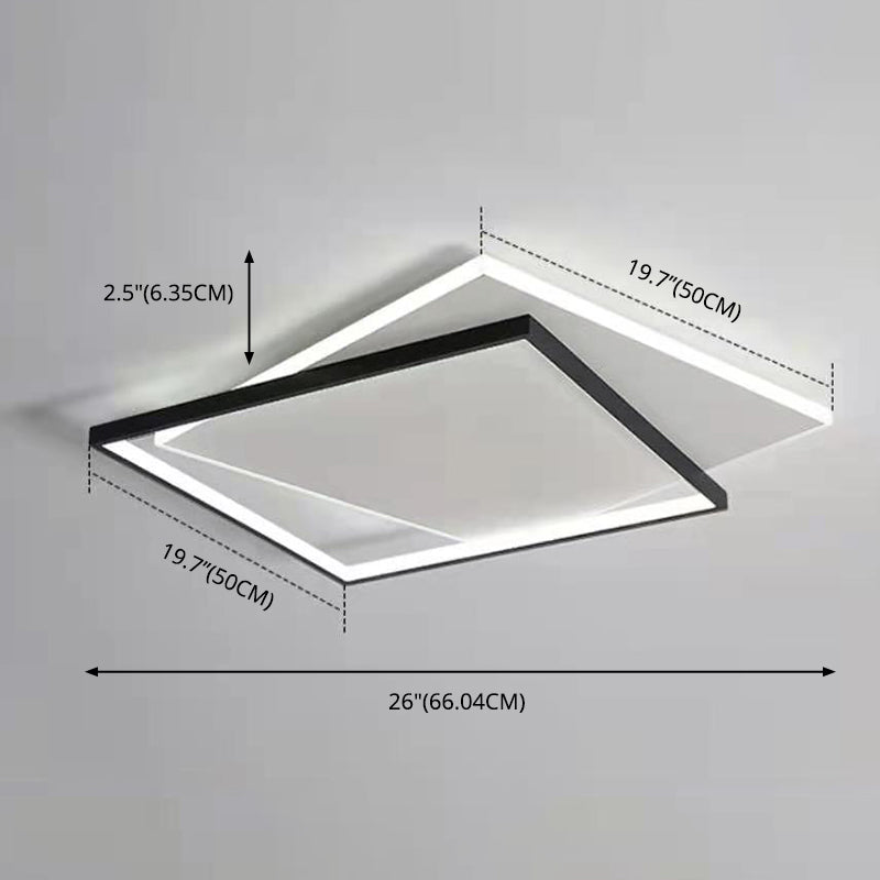 Acryl Double Squares Flush Mount Lighting Moderne Schwarz-Weiß LED Deckenbündige Mount Light