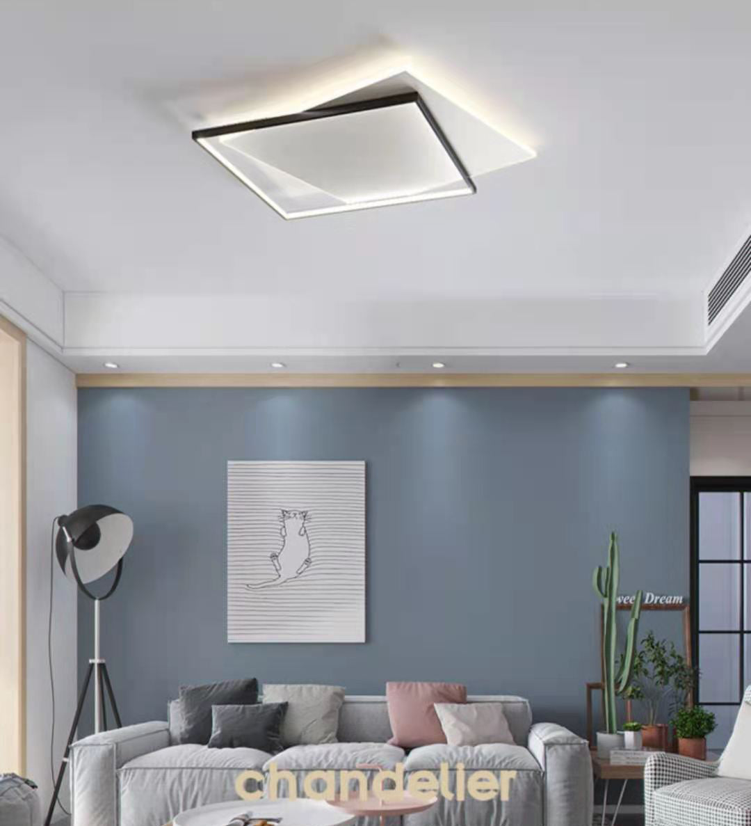 Acryl Double Squares Flush Mount Lighting Moderne Schwarz-Weiß LED Deckenbündige Mount Light