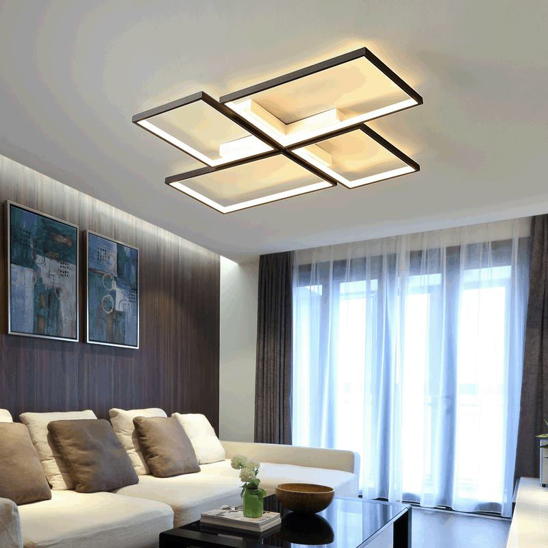 Acrylic Rectangle Ceiling Light Fixture Minimalist Style LED Ceiling Flush Mount Light in Black
