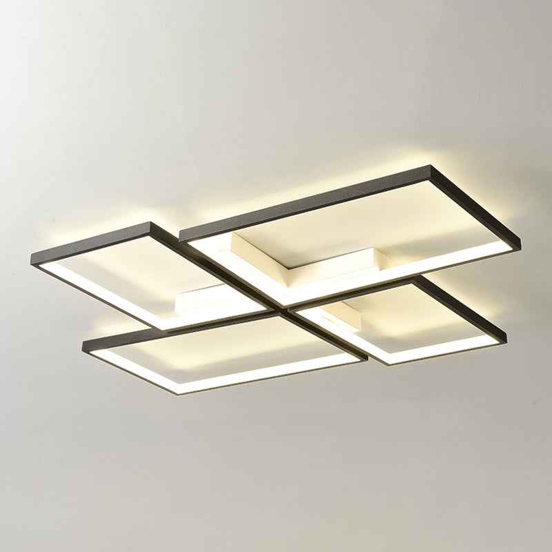Plafonnier rectangulaire en acrylique, style minimaliste, LED, plafonnier encastré, noir