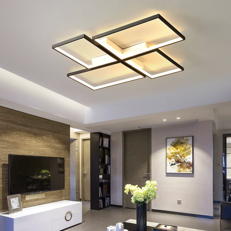 Acrylic Rectangle Ceiling Light Fixture Minimalist Style LED Ceiling Flush Mount Light in Black