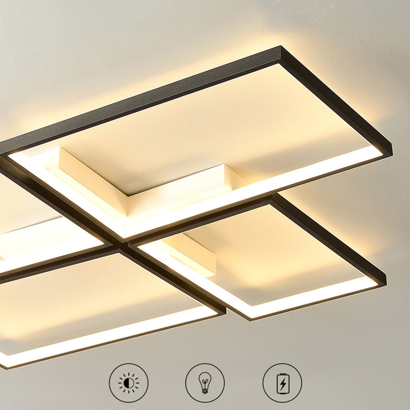 Acrylic Rectangle Ceiling Light Fixture Minimalist Style LED Ceiling Flush Mount Light in Black