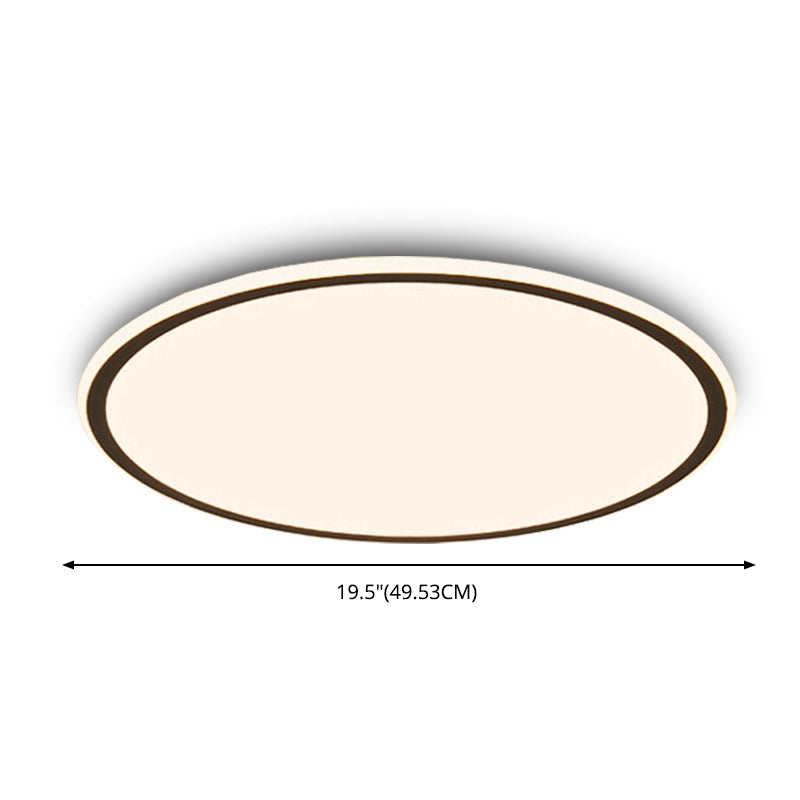Modern Bedroom Round LED Ceiling Light Minimalist Aluminum Hallway Lighting Fixture in Black + White