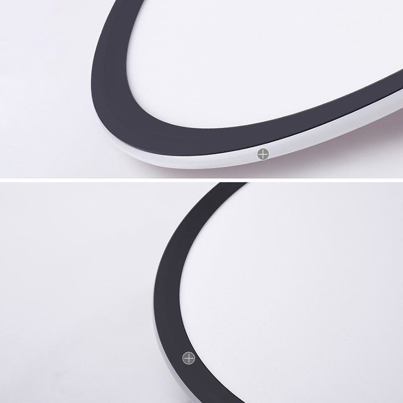 Modern Bedroom Round LED Ceiling Light Minimalist Aluminum Hallway Lighting Fixture in Black + White