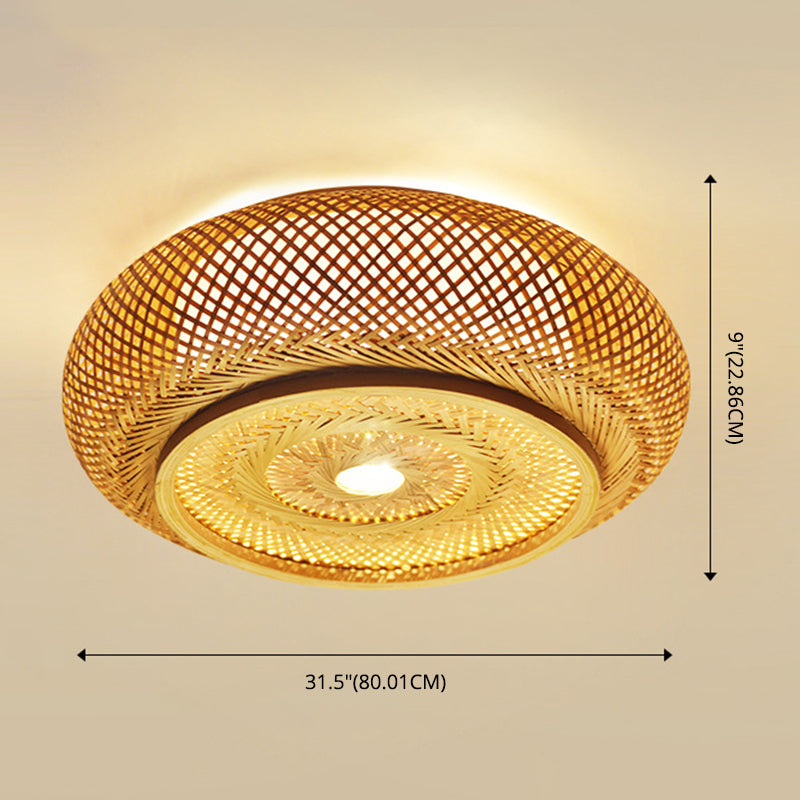 Plafoniera da incasso a soffitto intrecciata a croce Lampada da soffitto contemporanea in rattan per camera da letto