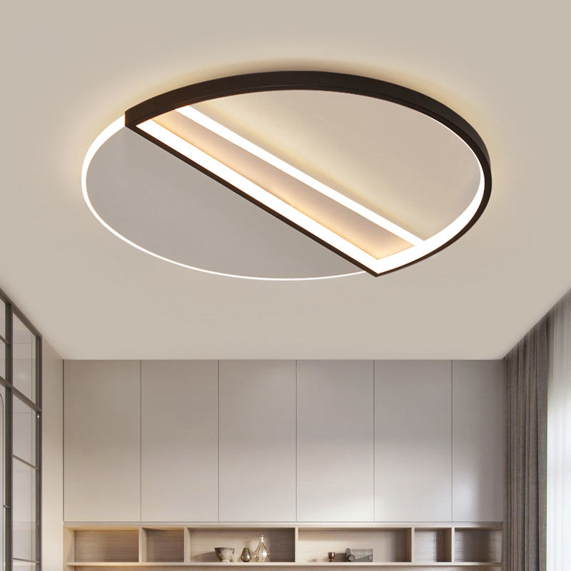 20,5" breite versetzte Halbkreis-Kreativschlafzimmerbeleuchtungskörper-Minimalismus-LED-Deckenleuchte im nordischen Stil in Schwarz