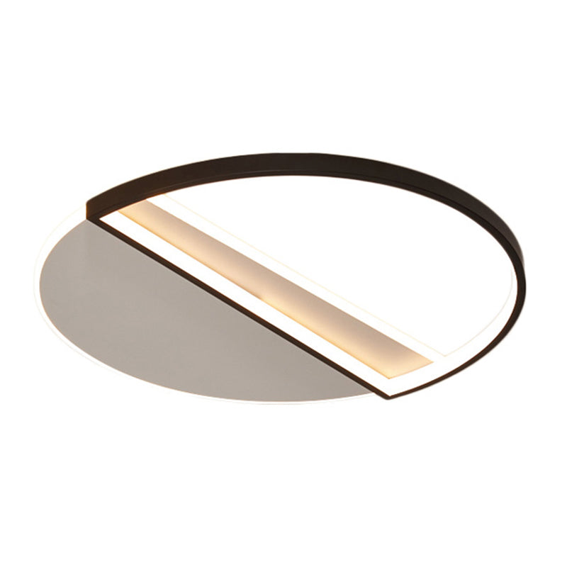 20,5" breite versetzte Halbkreis-Kreativschlafzimmerbeleuchtungskörper-Minimalismus-LED-Deckenleuchte im nordischen Stil in Schwarz