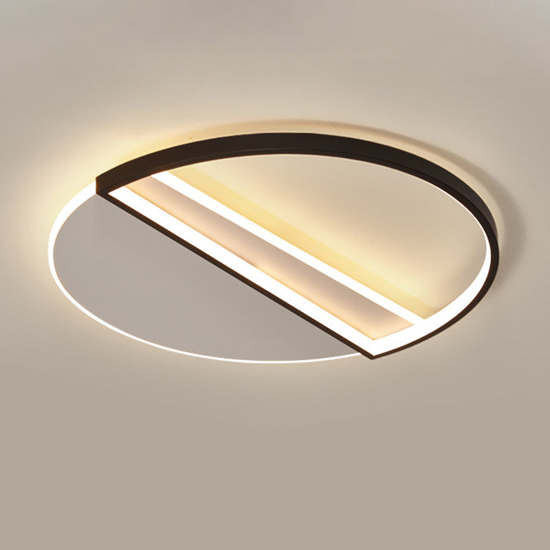 Plafonnier LED en demi-cercle décalé de 20.5 pouces de large, luminaire créatif pour chambre à coucher, Style nordique minimaliste, plafonnier LED en noir