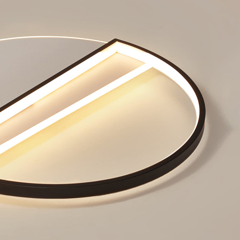 20,5" breite versetzte Halbkreis-Kreativschlafzimmerbeleuchtungskörper-Minimalismus-LED-Deckenleuchte im nordischen Stil in Schwarz