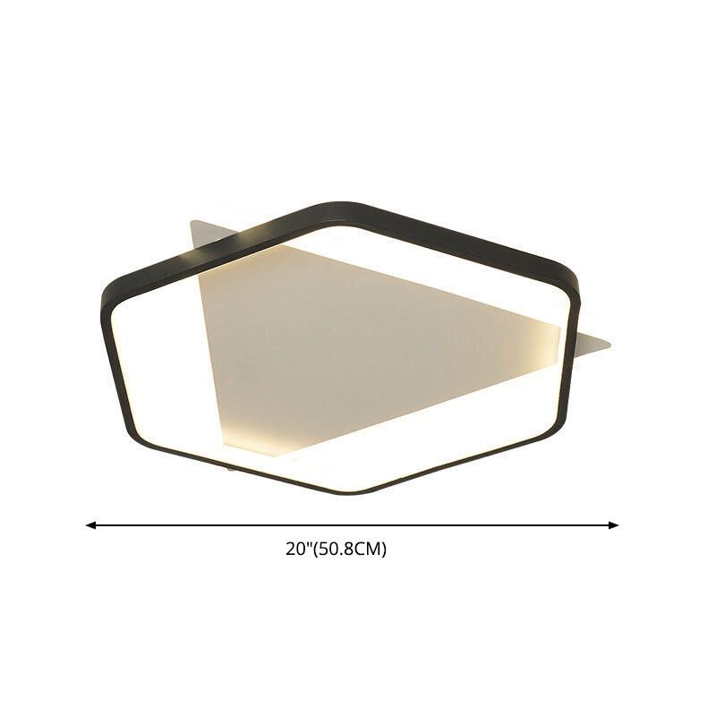 Hexagonal + Triangle Geometric Lines LED Ceiling Light 19.5" Wide Contemporary Minimalism Flush Mount Light