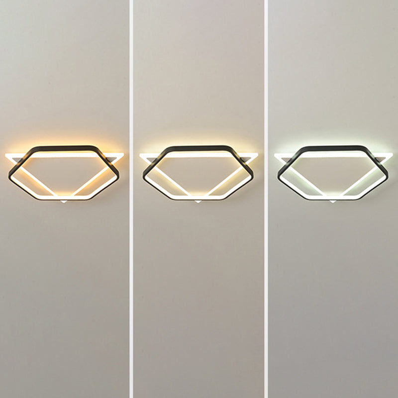 Hexagonal + Triangle Geometric Lines LED Ceiling Light 19.5" Wide Contemporary Minimalism Flush Mount Light