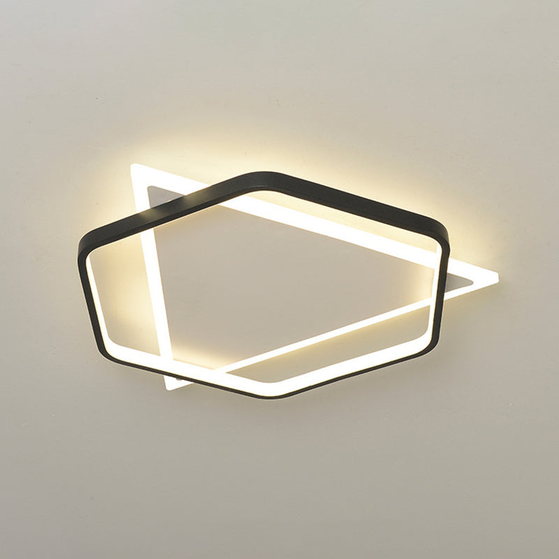 Hexagonal + Triangle Geometric Lines LED Ceiling Light 19.5" Wide Contemporary Minimalism Flush Mount Light