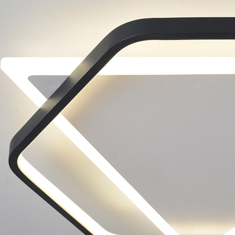 Hexagonal + Triangle Geometric Lines LED Ceiling Light 19.5" Wide Contemporary Minimalism Flush Mount Light