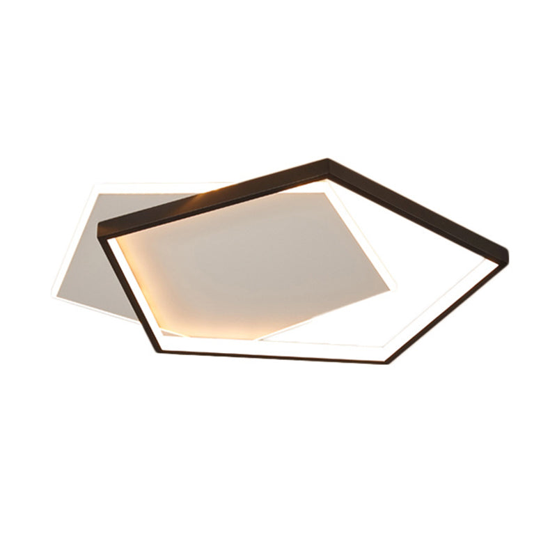 19,5-inch brede dubbele vijfhoekige LED-plafondlamp Aluminium eigentijds inbouwverlichtingsarmatuur in zwart + wit