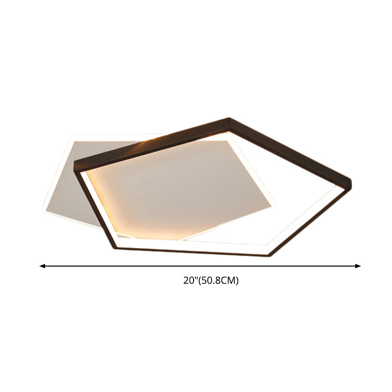 19,5-inch brede dubbele vijfhoekige LED-plafondlamp Aluminium eigentijds inbouwverlichtingsarmatuur in zwart + wit