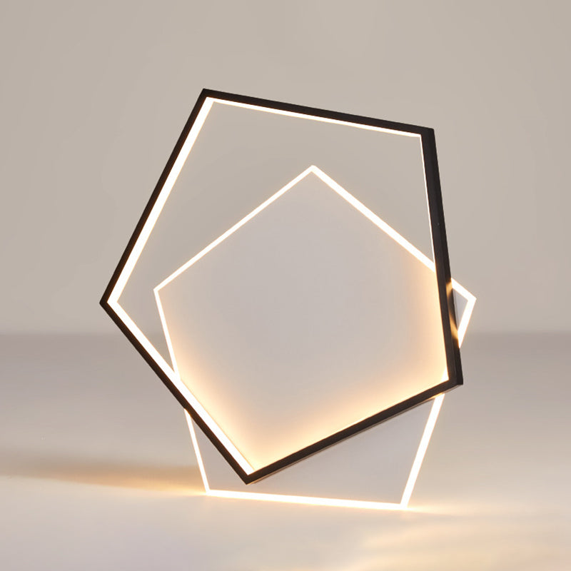 19,5-inch brede dubbele vijfhoekige LED-plafondlamp Aluminium eigentijds inbouwverlichtingsarmatuur in zwart + wit