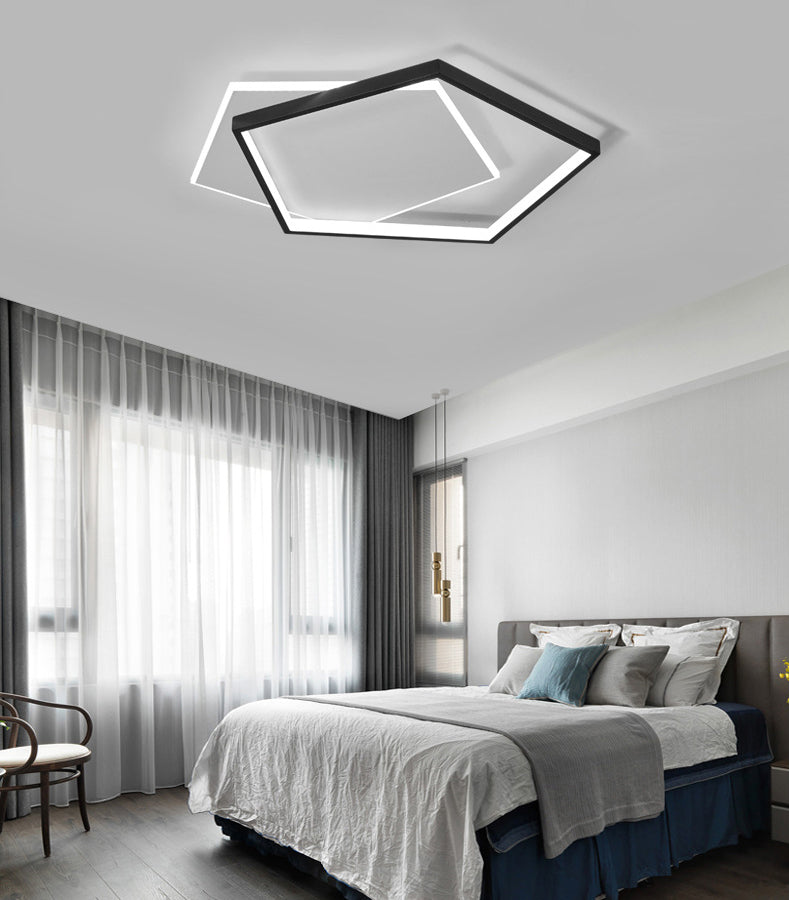 19,5-inch brede dubbele vijfhoekige LED-plafondlamp Aluminium eigentijds inbouwverlichtingsarmatuur in zwart + wit