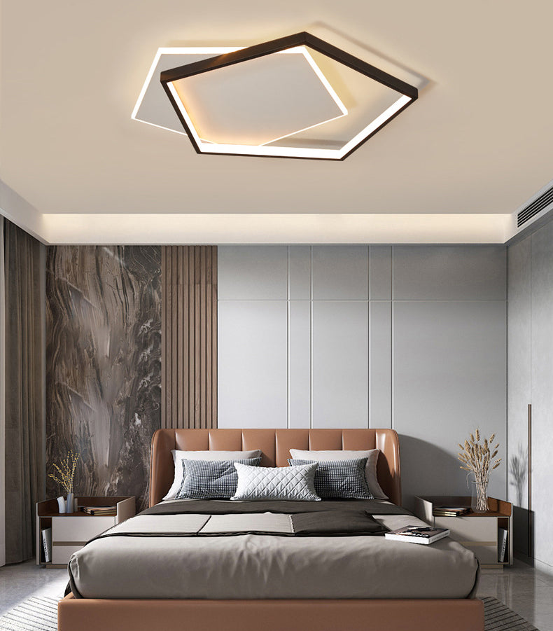 19,5-inch brede dubbele vijfhoekige LED-plafondlamp Aluminium eigentijds inbouwverlichtingsarmatuur in zwart + wit