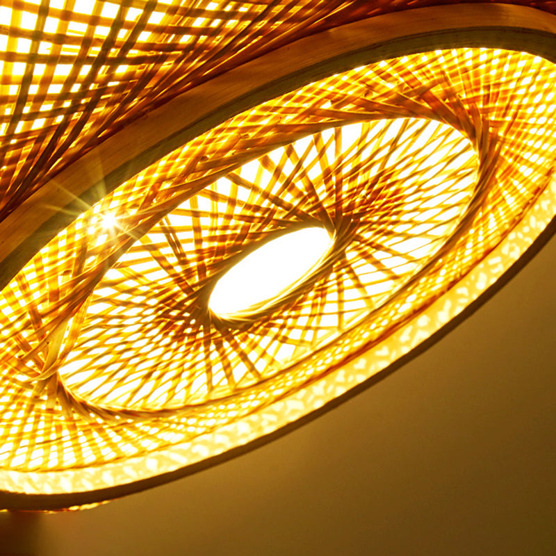 Circular Flush Mount Light Fixture Asian Rattan Flush Mount