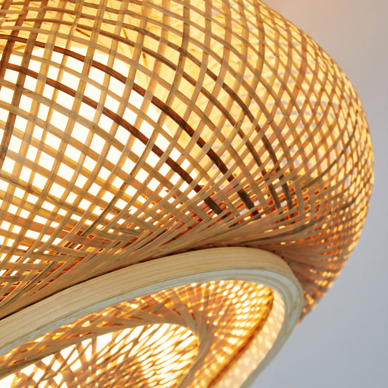 Circular Flush Mount Light Fixture Asian Rattan Flush Mount