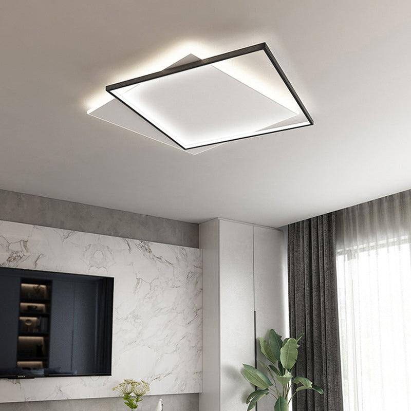 Double Squares Nordic Style LED Ceiling Light Minimalism Ultra-thin Flush Mount Lamp for Living Room
