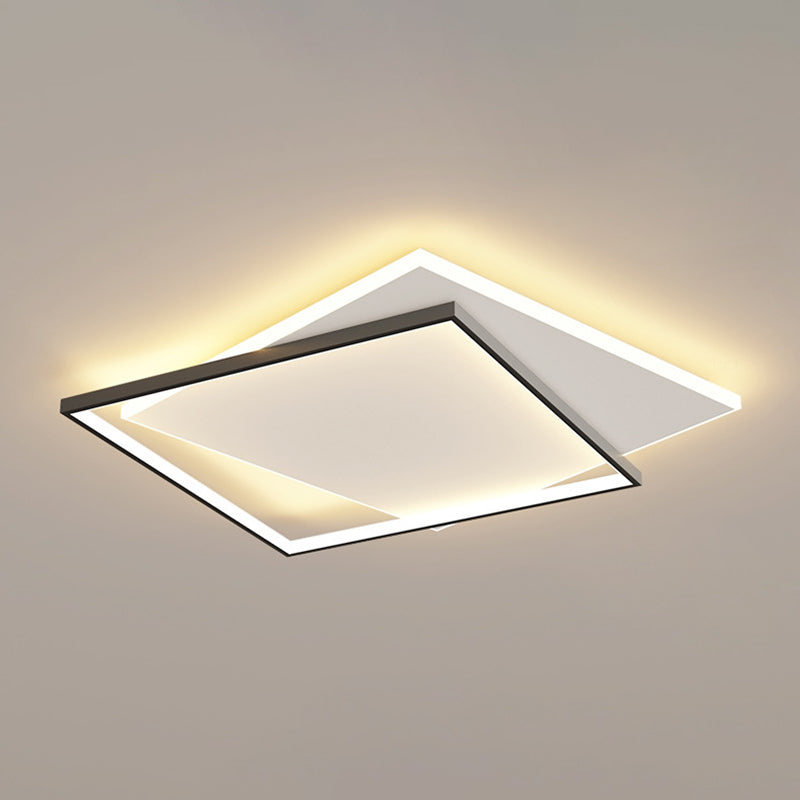 Double Squares Nordic Style LED Ceiling Light Minimalism Ultra-thin Flush Mount Lamp for Living Room