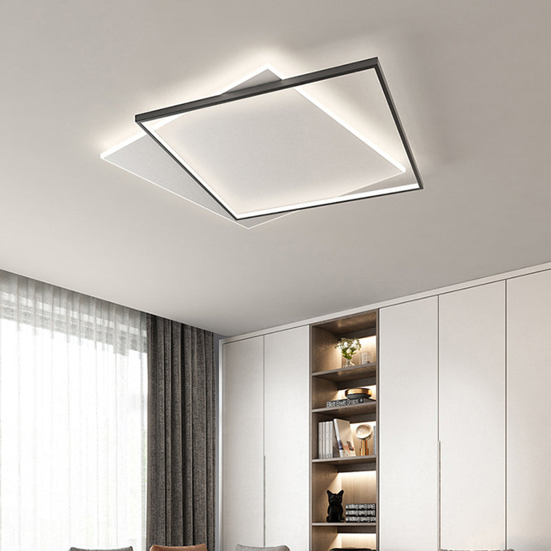 Double Squares Nordic Style LED Ceiling Light Minimalism Ultra-thin Flush Mount Lamp for Living Room