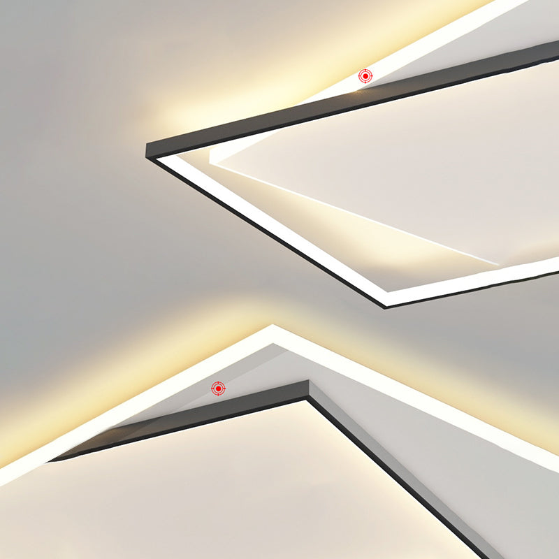 Double Squares Nordic Style LED Ceiling Light Minimalism Ultra-thin Flush Mount Lamp for Living Room