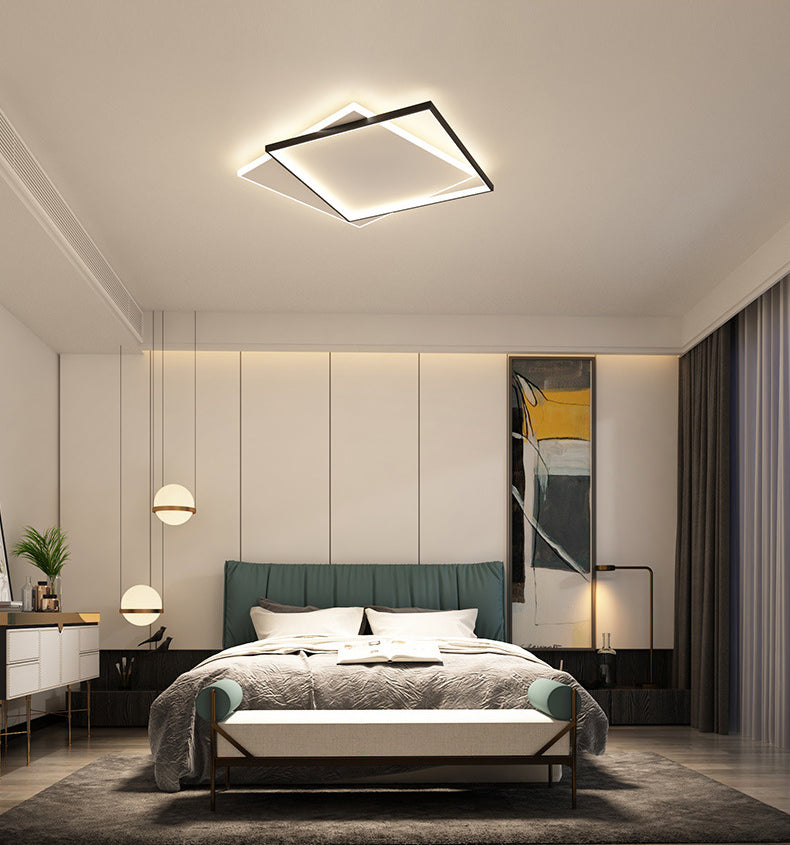 Double Squares Nordic Style LED Ceiling Light Minimalism Ultra-thin Flush Mount Lamp for Living Room