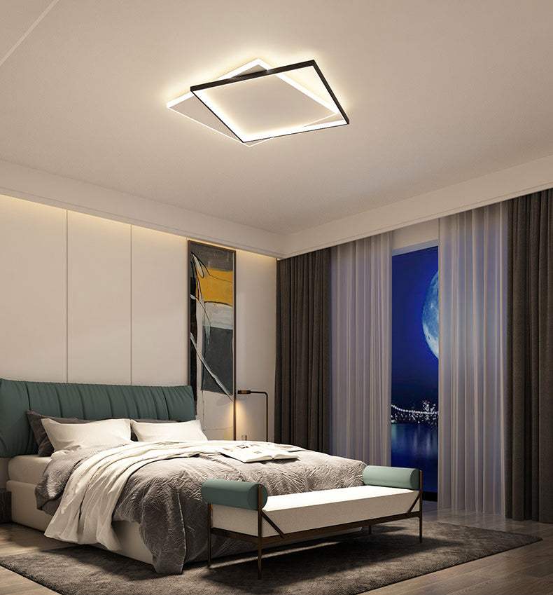 Double Squares Nordic Style LED Ceiling Light Minimalism Ultra-thin Flush Mount Lamp for Living Room