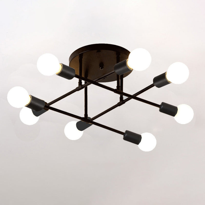 Blootgestelde lamp Semi-inbouw kroonluchter Industrieel Metaal Semi-inbouwlicht